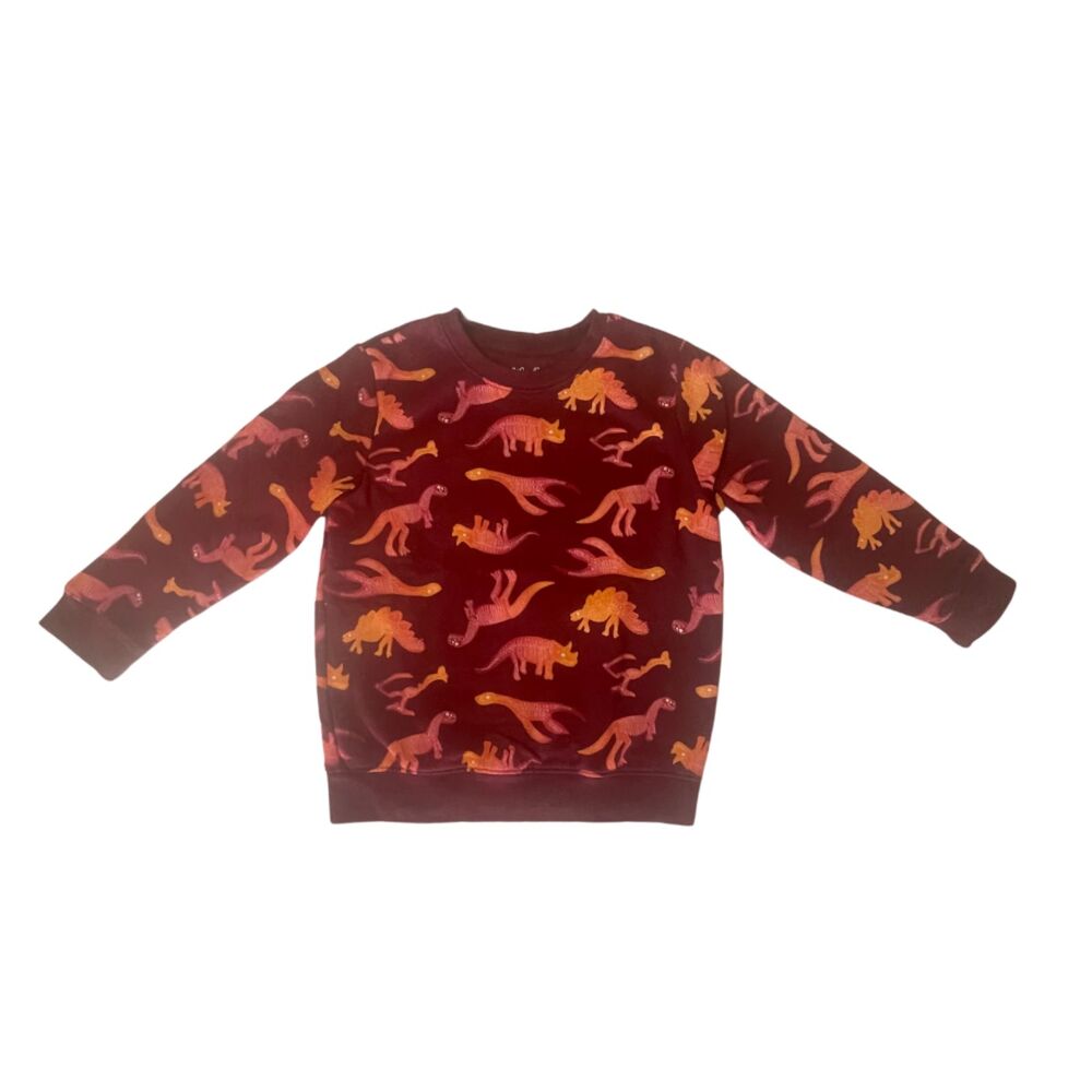 Boys Crewneck Fleece Sweatshirt Size 5T Long Sleeves Dinosaurs All-Over Print